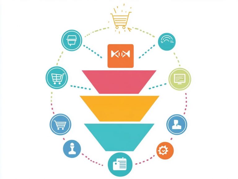 Bunter Marketing Funnel mit unterschiedlichen Aktionen