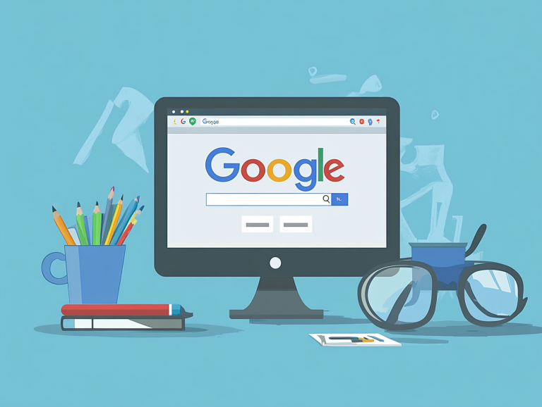 Ein Bild eines Computers der auf der Google Startseite ist.